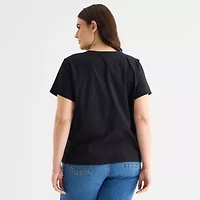 a.n.a Womens Plus Crew Neck Short Sleeve T-Shirt
