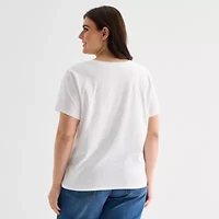 a.n.a Womens Plus V Neck Short Sleeve T-Shirt