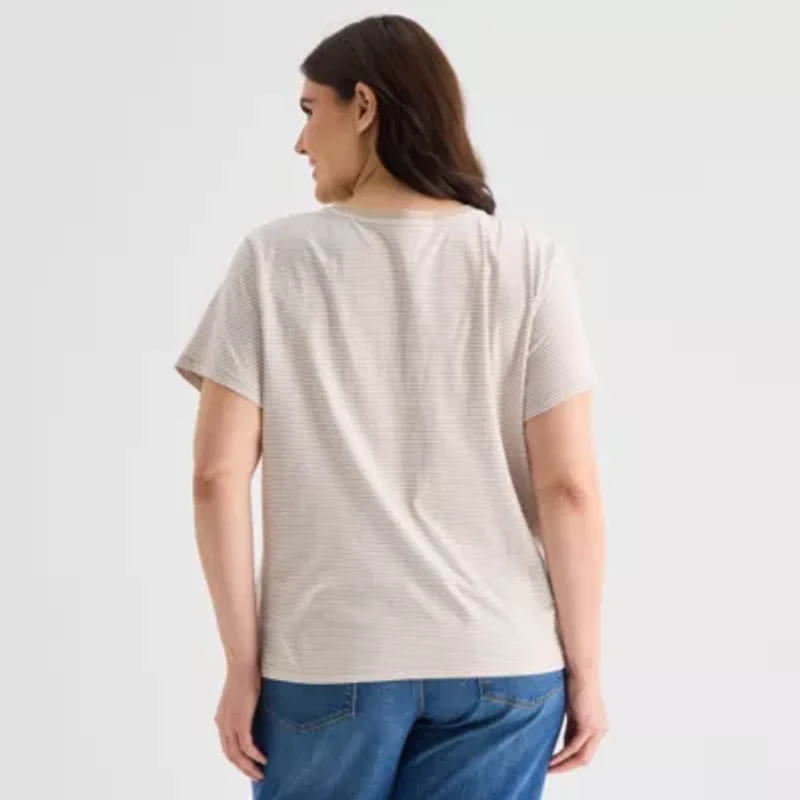 a.n.a Womens Plus Crew Neck Short Sleeve T-Shirt