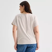 a.n.a Womens Plus Crew Neck Short Sleeve T-Shirt