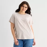 a.n.a Womens Plus Crew Neck Short Sleeve T-Shirt