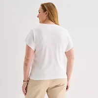 Liz Claiborne Womens Plus V Neck Short Sleeve T-Shirt