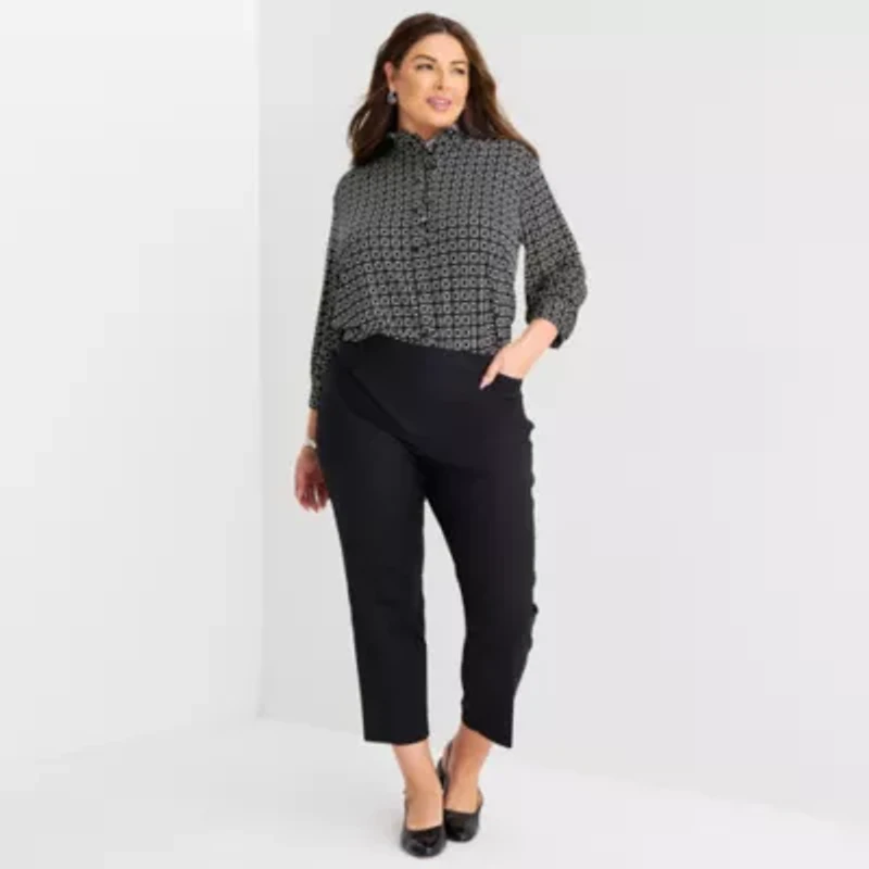 Liz Claiborne Womens Plus Long Sleeve Blouse