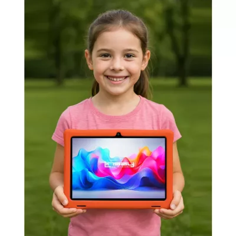 LINSAY® 10.1 Octa Core 128Gb Android 15 Tablet Kids Red Back