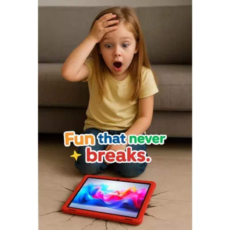 LINSAY® 10.1 Octa Core 128Gb Android 15 Tablet Kids Red