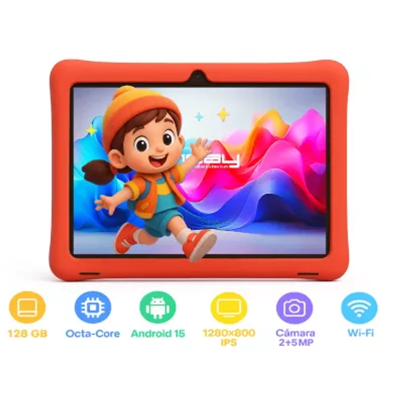 LINSAY® 10.1 Octa Core 128Gb Android 15 Tablet Kids Red