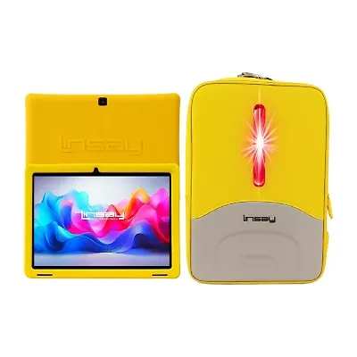 LINSAY® 10.1 Octa Core 128Gb Android 15 Tablet Kids Yellow Led