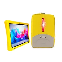 LINSAY® 10.1 Octa Core 128Gb Android 15 Tablet Kids Yellow Led