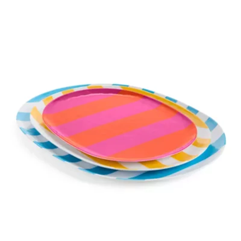 Outdoor Oasis Multistripe 3-pc. Serving Tray