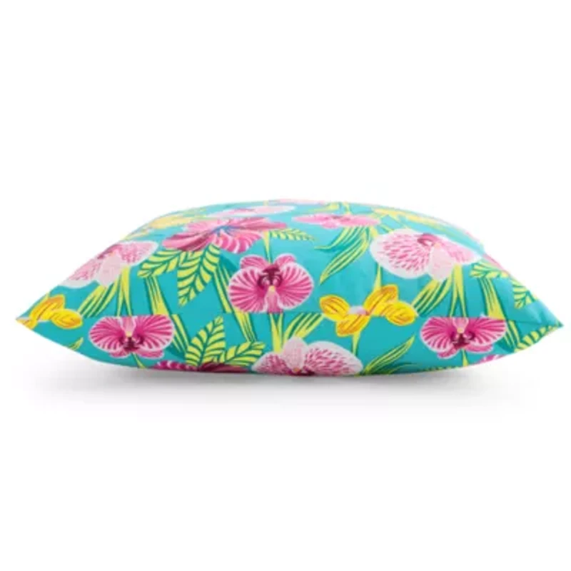 Outdoor Oasis 20"X 20" Orchid Print Square Throw Pillow