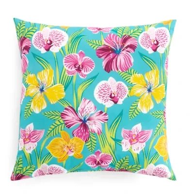 Outdoor Oasis 20"X 20" Orchid Print Square Throw Pillow