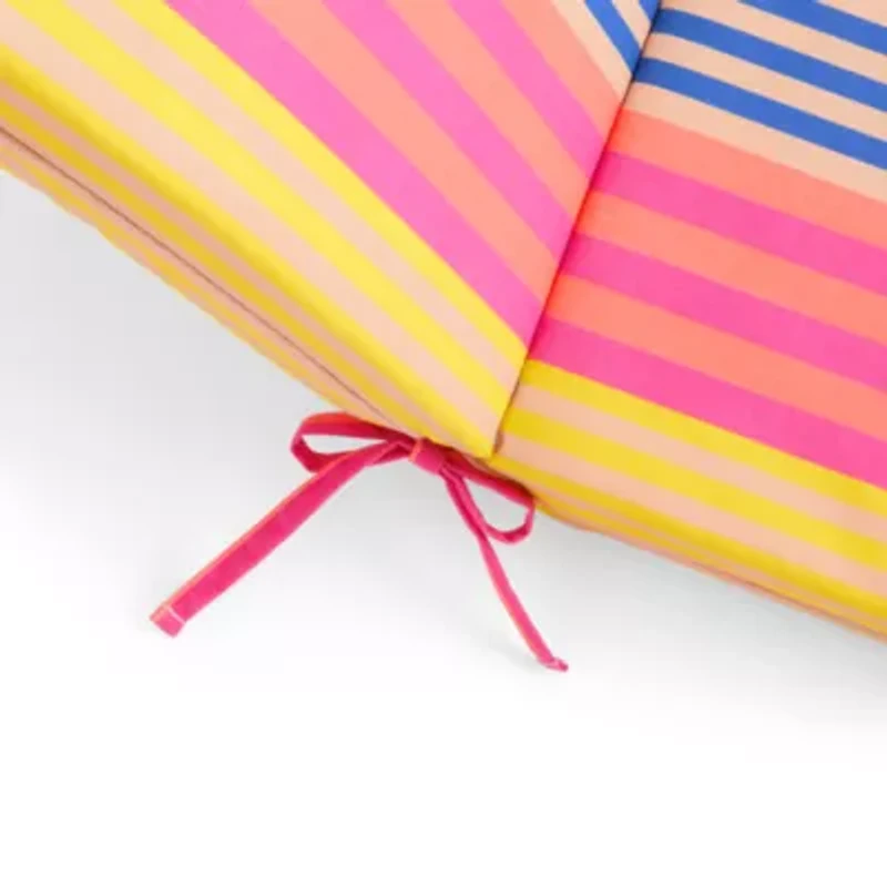 Outdoor Oasis Multistripe Print Fade Resistant Patio Chair Cushion