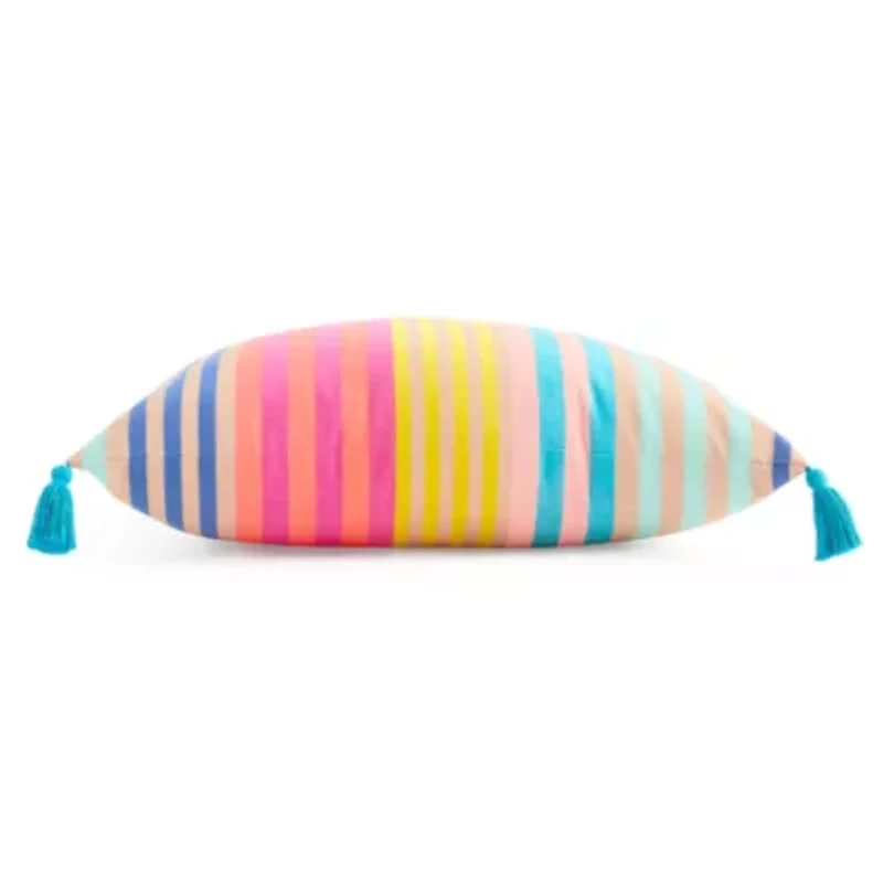 Outdoor Oasis 14"X 20" Stripe Print Lumbar Pillow