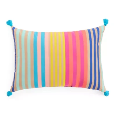 Outdoor Oasis 14"X 20" Stripe Print Lumbar Pillow