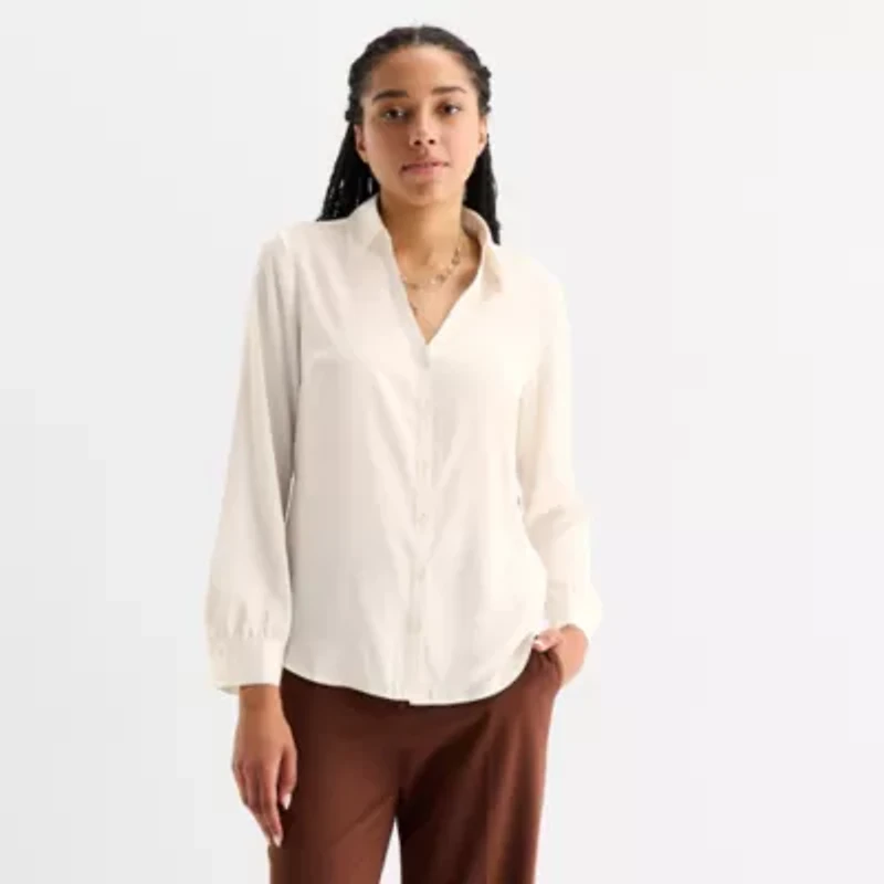 by&by Womens Juniors Long Sleeve Blouse