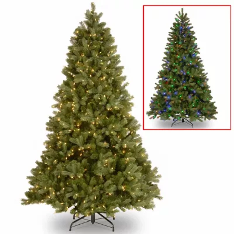 National Tree Co. Downswept Douglas Fir Hinged / Foot Pre-Lit Fir Christmas Tree