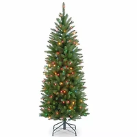 National Tree Co. Kingswood Fir Hinged Pencil 4 1/2 Foot Pre-Lit Fir Christmas Tree