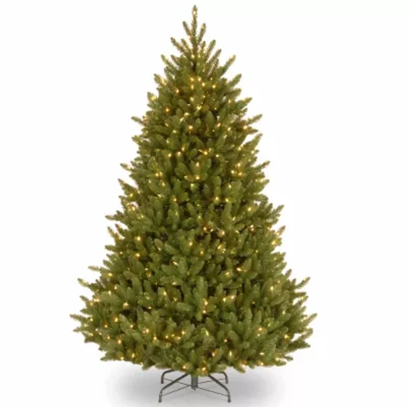 National Tree Co. Natural Fraser Fir Hinged 7 1/2 Foot Pre-Lit Fir Christmas Tree