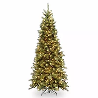 National Tree Co. Tiffany Slim Fir 7 1/2 Foot Pre-Lit Fir Christmas Tree