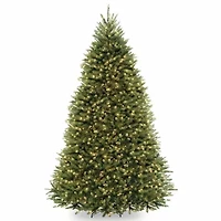 National Tree Co. Dunhill Fir Hinged 9 Foot Pre-Lit Fir Christmas Tree