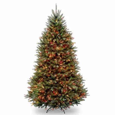 National Tree Co. Dunhill Fir Hinged 7 1/2 Foot Pre-Lit Fir Christmas Tree
