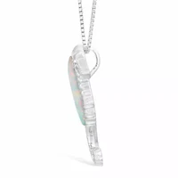 Seahorse Womens Diamond Accent Lab Created White Opal Sterling Silver 18 Inch Pendant Necklace