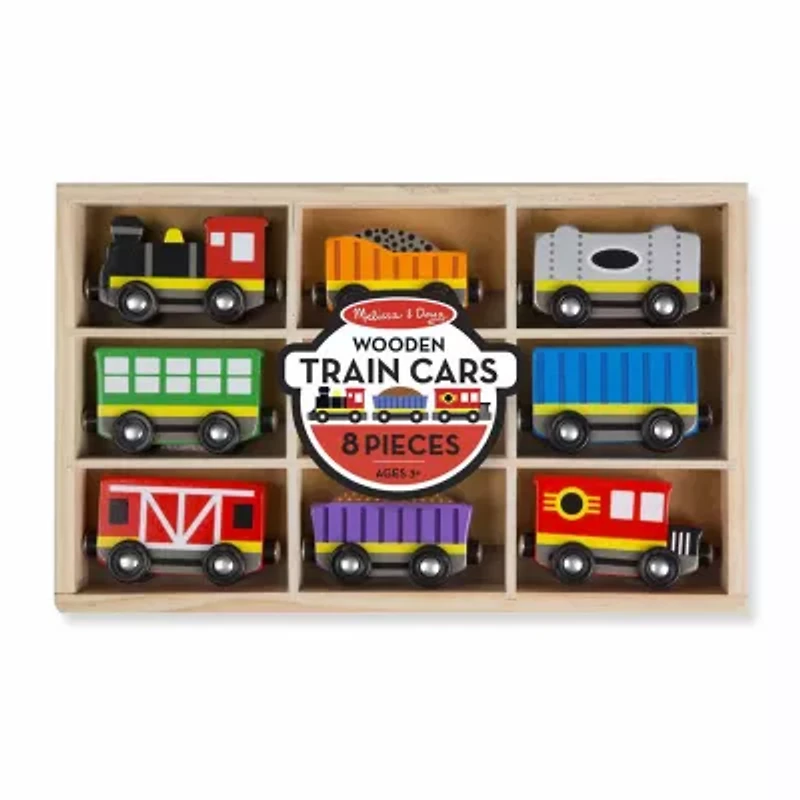 Melissa & Doug Wooden Train Cars Interactive Toy