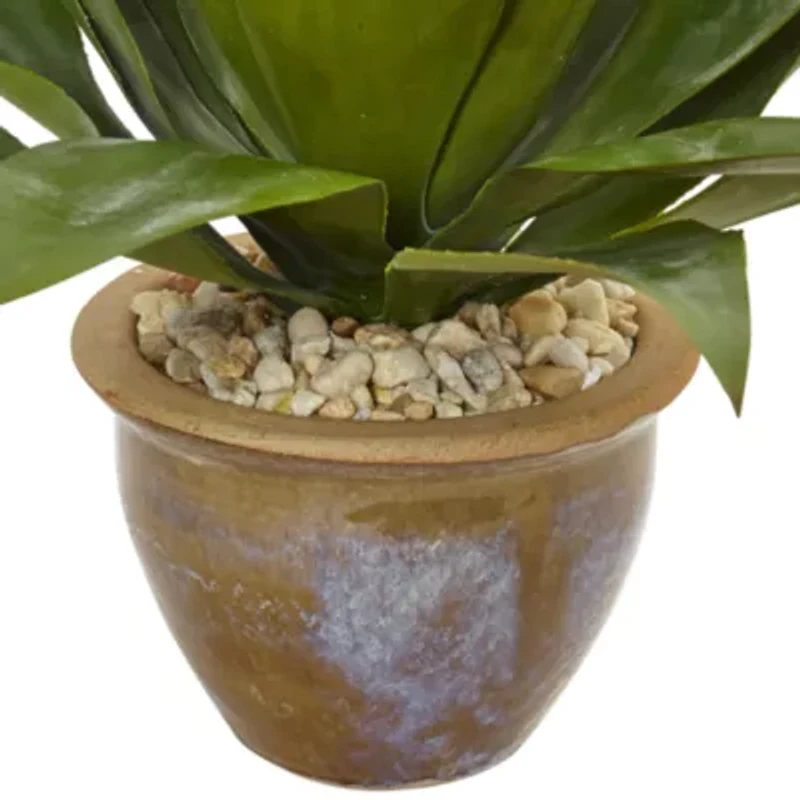 Agave Artificial Plant in Glazed Clay Pot