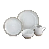 Baum Grayden White 16-pc. Stoneware Dinnerware Set
