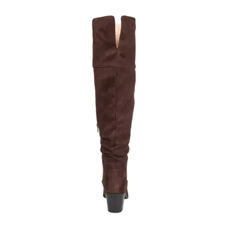 Journee Collection Womens Zivia Stacked Heel Over the Knee Boots