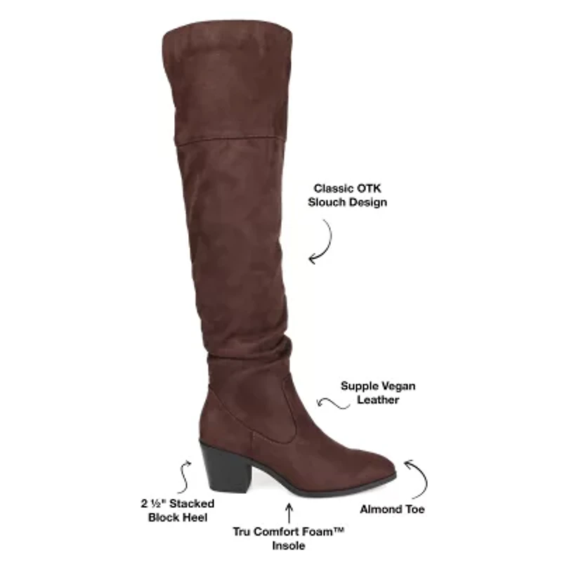 Journee Collection Womens Zivia Stacked Heel Over the Knee Boots
