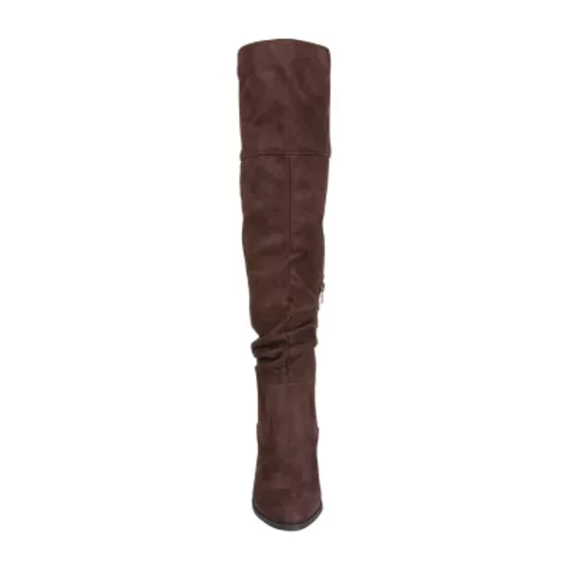 Journee Collection Womens Zivia Stacked Heel Over the Knee Boots