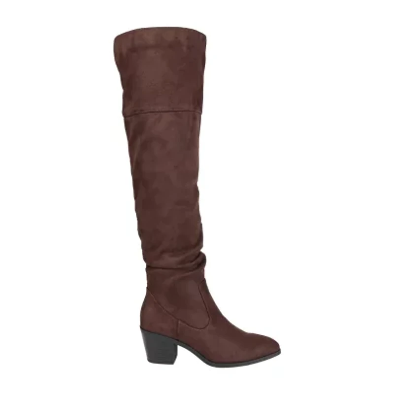 Journee Collection Womens Zivia Stacked Heel Over the Knee Boots