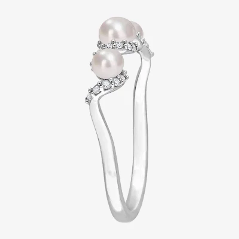 Womens 1/10 CT. T.W. 4MM White Cultured Freshwater Pearl 14K Gold Cocktail Ring