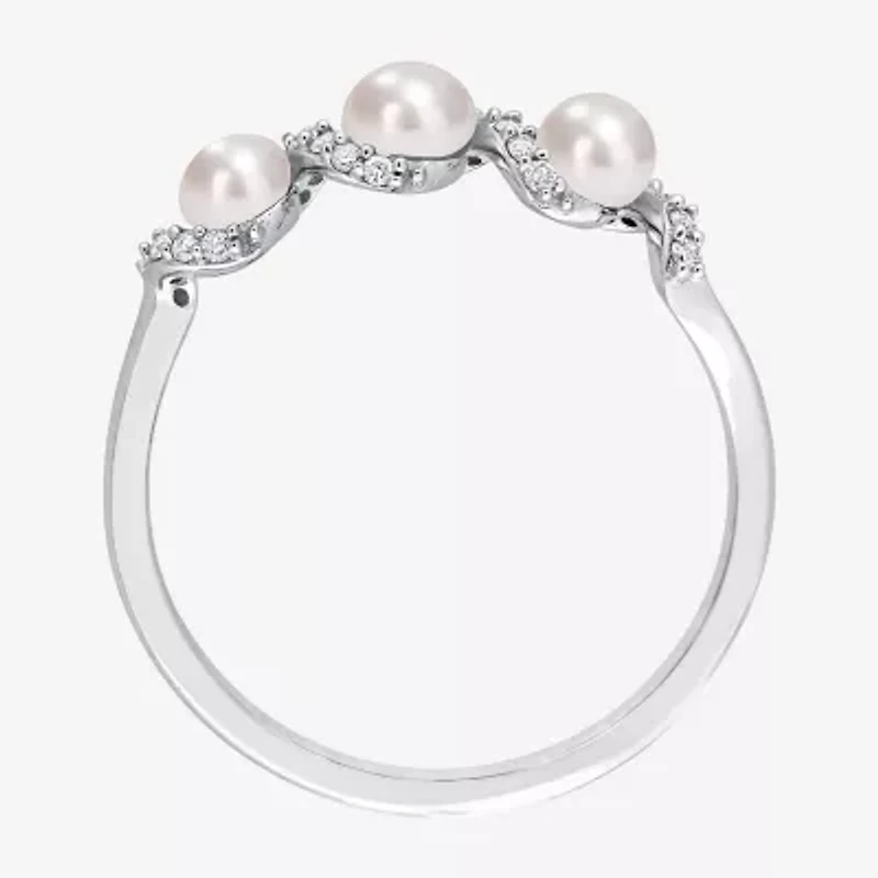 Womens 1/10 CT. T.W. 4MM White Cultured Freshwater Pearl 14K Gold Cocktail Ring