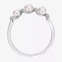 Womens 1/10 CT. T.W. 4MM White Cultured Freshwater Pearl 14K Gold Cocktail Ring