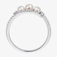 Womens 1/5 CT. 4MM White Cultured Freshwater Pearl 14K Gold Cocktail Ring