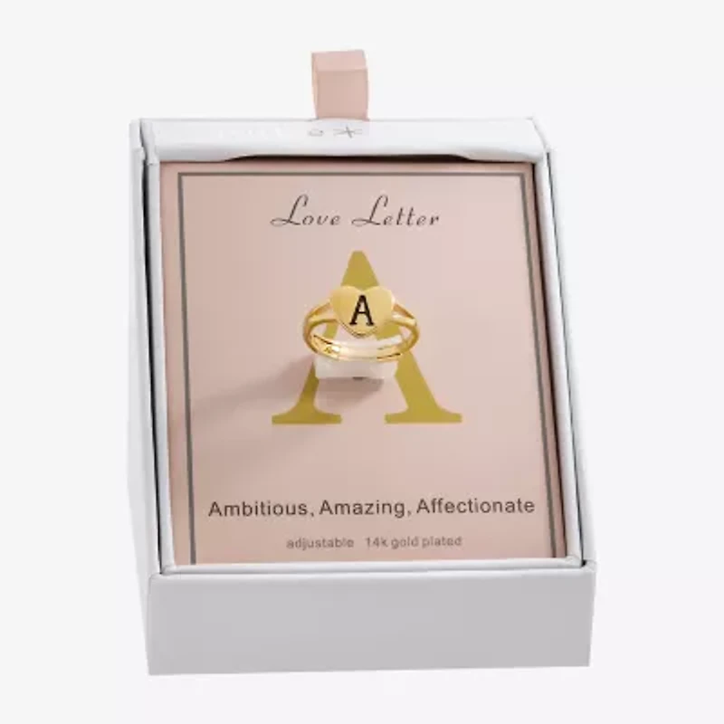 Sparkle Allure Initial Womens 2MM 14K Gold Over Brass Heart Band
