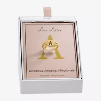 Sparkle Allure Initial Womens 2MM 14K Gold Over Brass Heart Band