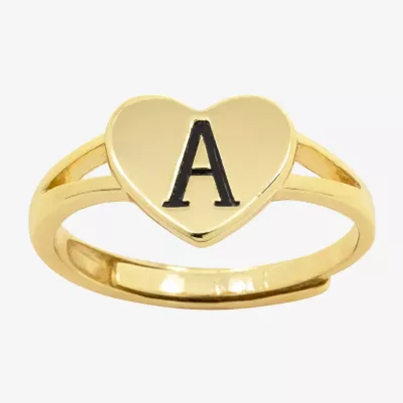 Sparkle Allure Initial Womens 2MM 14K Gold Over Brass Heart Band