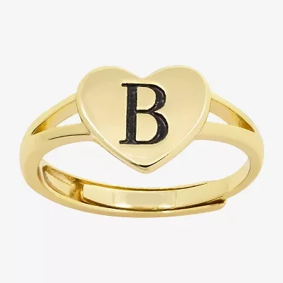 Sparkle Allure Initial Womens 2MM 14K Gold Over Brass Heart Band