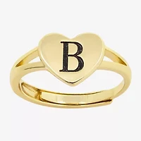 Sparkle Allure Initial Womens 2MM 14K Gold Over Brass Heart Band