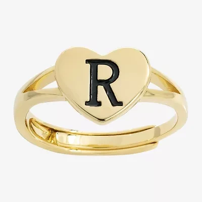 Sparkle Allure Initial Womens 2MM 14K Gold Over Brass Heart Band