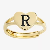 Sparkle Allure Initial Womens 2MM 14K Gold Over Brass Heart Band