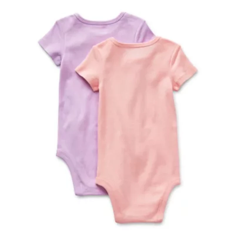 Okie Dokie Baby Girls Crew Neck Short Sleeve Rib 2-pc. Bodysuit