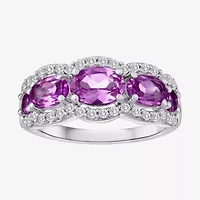 Lab-Created Pink & White Sapphire 5-Stone Sterling Silver Ring