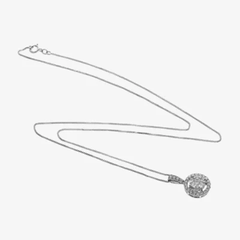 Womens 1/2 CT. T.W. Natural White Diamond 14K or Yellow Gold Round Pendant Necklace