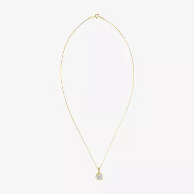 Diamond Blossom Womens 1/4 CT. T.W. Natural White Diamond 10K Gold Round 18 Inch Pendant Necklace