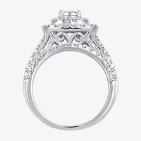 2 CT.T.W. Natural Diamond Cushion Shape Side Stone Halo Bridal Set 10K or 14K White Gold