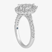 Signature By Modern Bride Womens 1 CT. T.W. Natural White Diamond 10K White Gold Pear Side Stone Halo Bridal Set